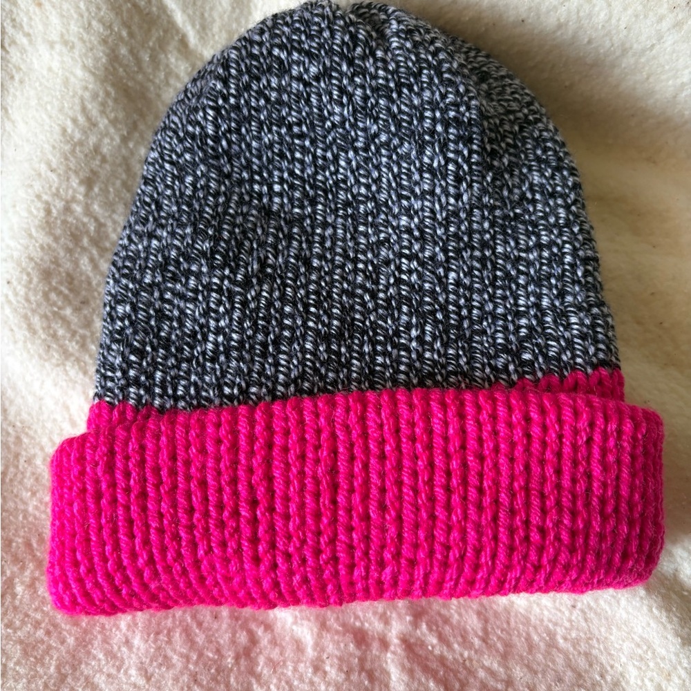 Kids' Pink and Black Marble Knit Beanie